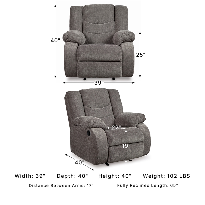 Signature Design by Ashley Tulen Rocker Recliner in Gray