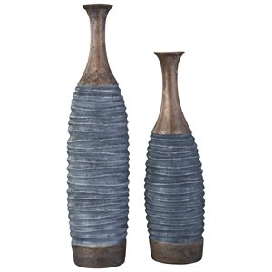 Signature Design by Ashley Blayze 2 Piece Vase Set in Antique Gray and Brown