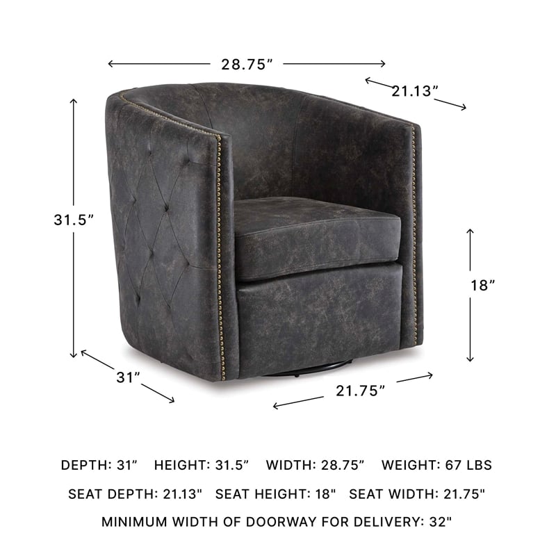 Signature Design by Ashley Brentlow Swivel Chair in Distressed Black