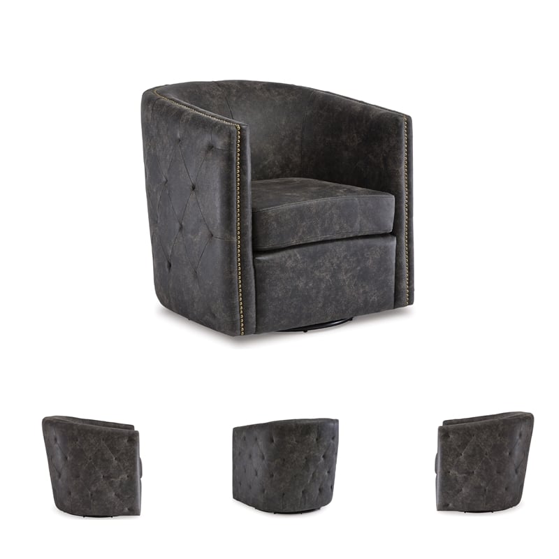 Signature Design by Ashley Brentlow Swivel Chair in Distressed Black