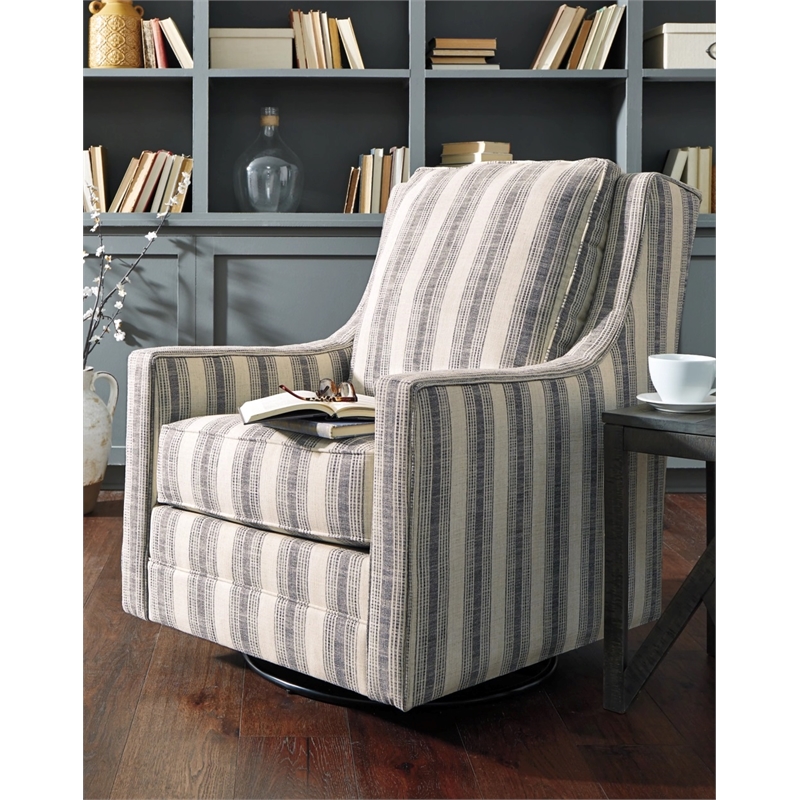 Signature Design by Ashley Kambria Swivel Glider Accent Chair in Ivory and Black