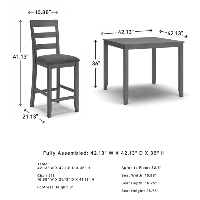 Signature Design by Ashley Bridson 5 Piece Square Dining Table Set in Gray