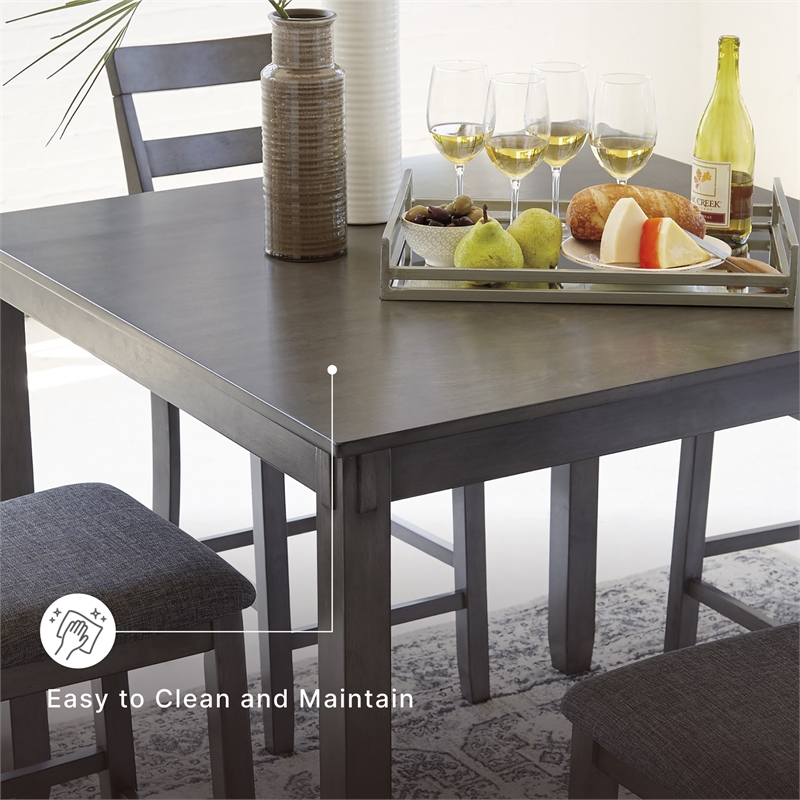 Signature Design by Ashley Bridson 5 Piece Square Dining Table Set in Gray