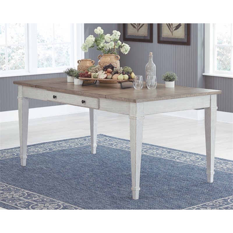 Signature Design by Ashley Skempton Dining Table in White and Light Brown