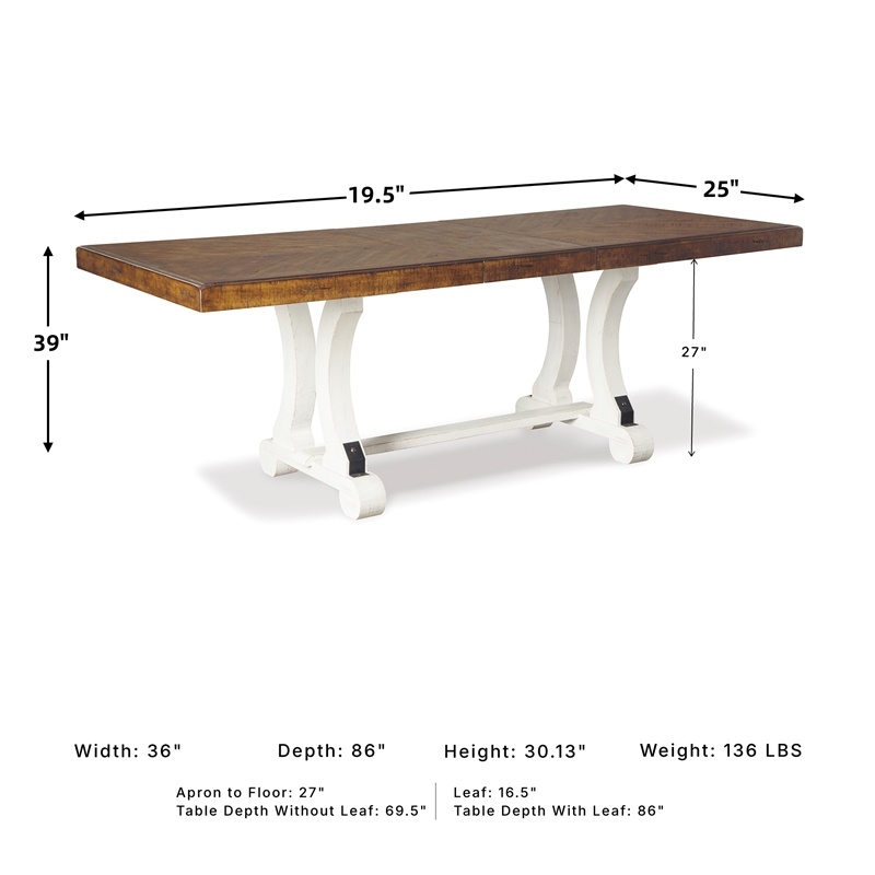 Signature Design by Ashley Valebeck Rectangular Dining Table in White and Brown