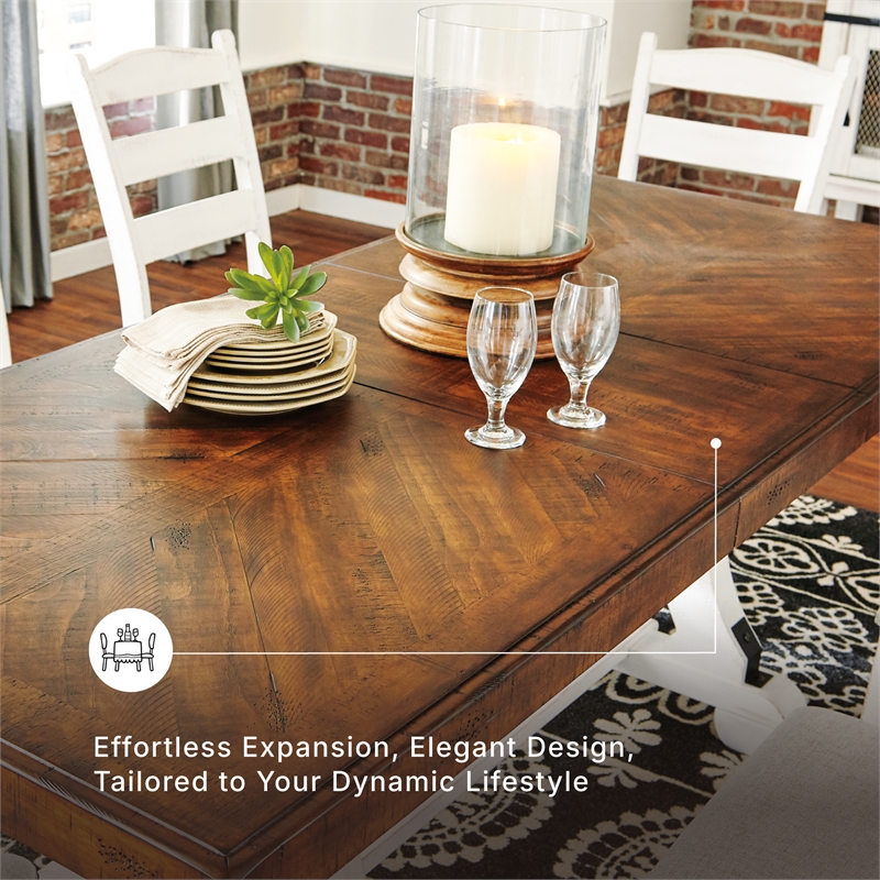 Signature Design by Ashley Valebeck Rectangular Dining Table in White and Brown