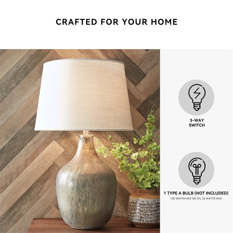 Signature Design by Ashley Mari Glass Table Lamp in Gray and Gold