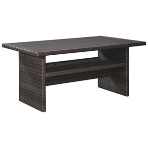 Signature Design by Ashley Easy Isle Patio Dining Table in Dark Brown and Beige