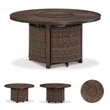 Signature Design by Ashley Paradise Trail Round Fire Pit Table in Medium Brown
