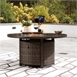 Signature Design by Ashley Paradise Trail Round Fire Pit Table in Medium Brown