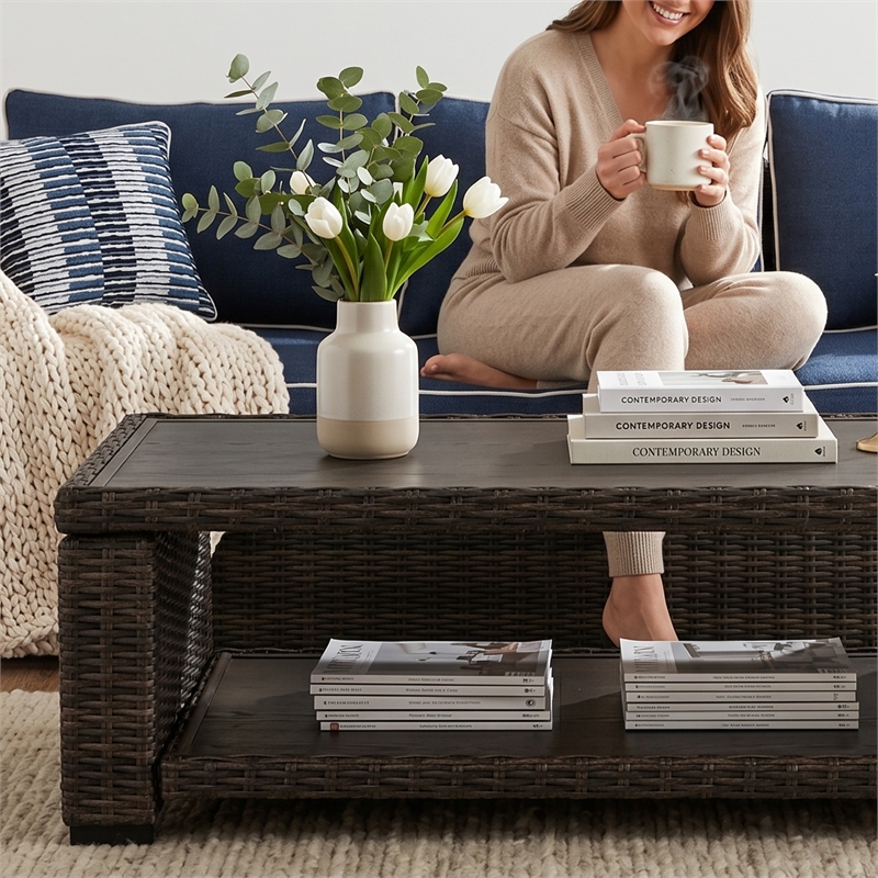 Signature Design by Ashley Grasson Lane Patio Coffee Table in Brown
