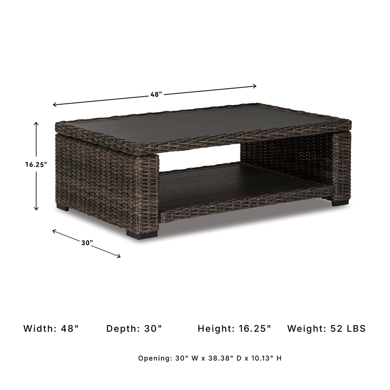 Signature Design by Ashley Grasson Lane Patio Coffee Table in Brown