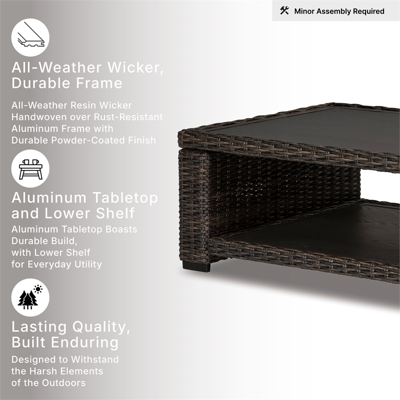 Signature Design by Ashley Grasson Lane Patio Coffee Table in Brown