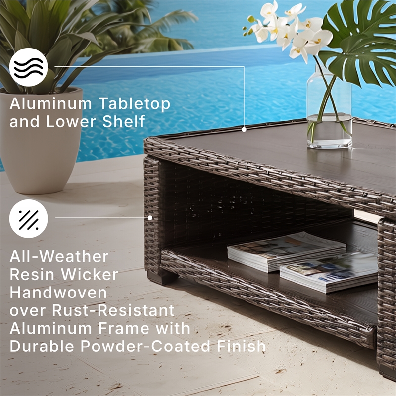 Signature Design by Ashley Grasson Lane Patio Coffee Table in Brown