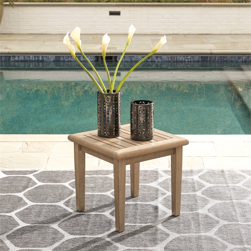 Signature Design by Ashley Gerianne Square Patio End Table in Grayish Brown