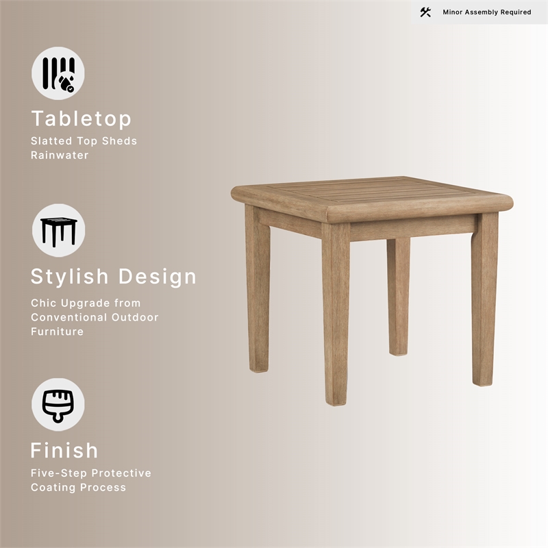 Signature Design by Ashley Gerianne Square Patio End Table in Grayish Brown