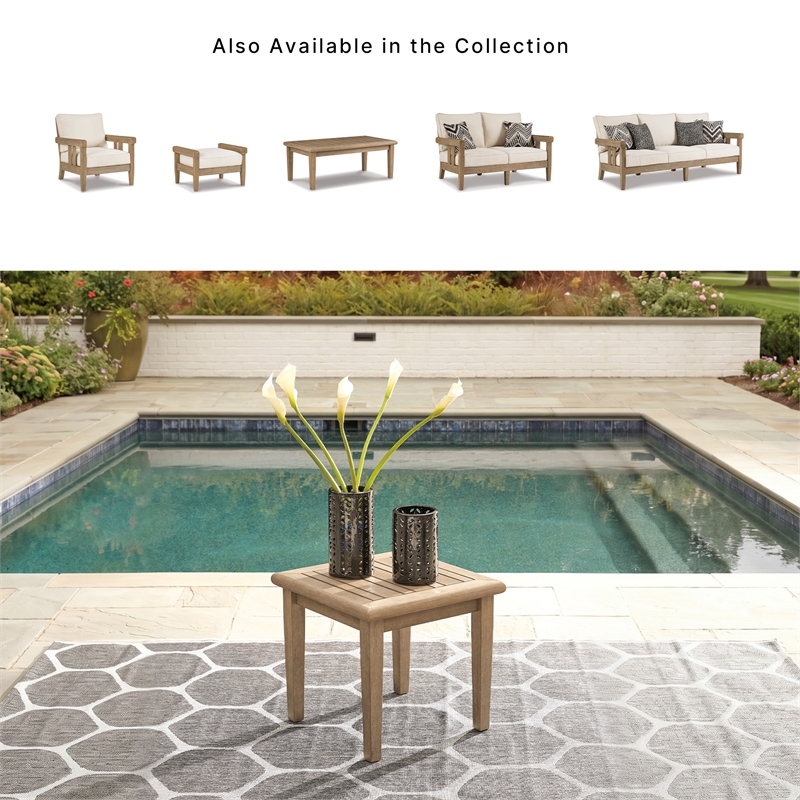 Signature Design by Ashley Gerianne Square Patio End Table in Grayish Brown