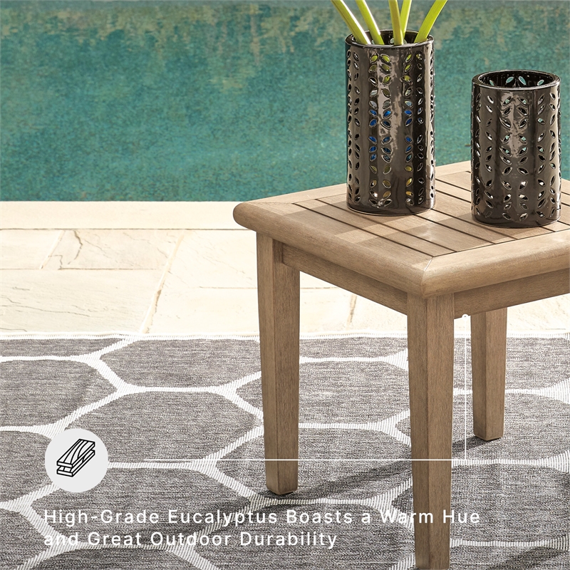 Signature Design by Ashley Gerianne Square Patio End Table in Grayish Brown