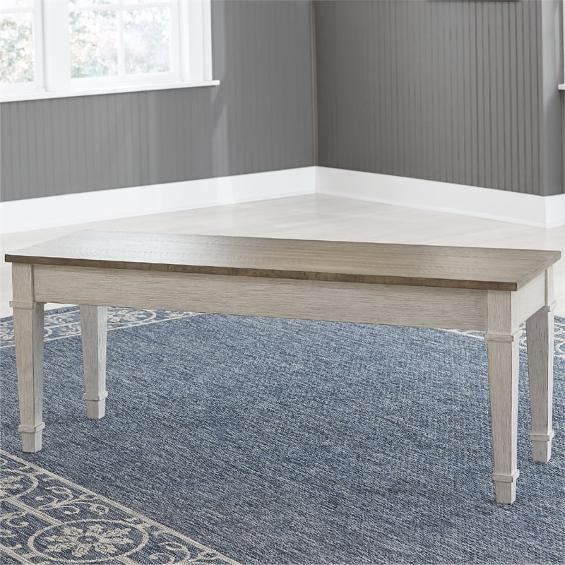 Signature Design by Ashley Skempton Wood Storage Bench in White & Light Brown