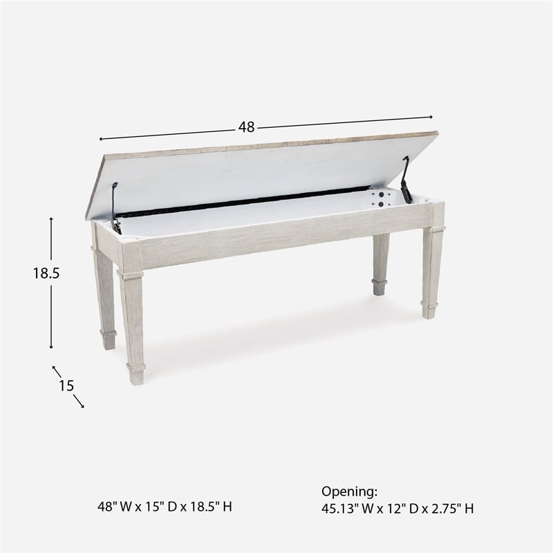 Signature Design by Ashley Skempton Wood Storage Bench in White & Light Brown