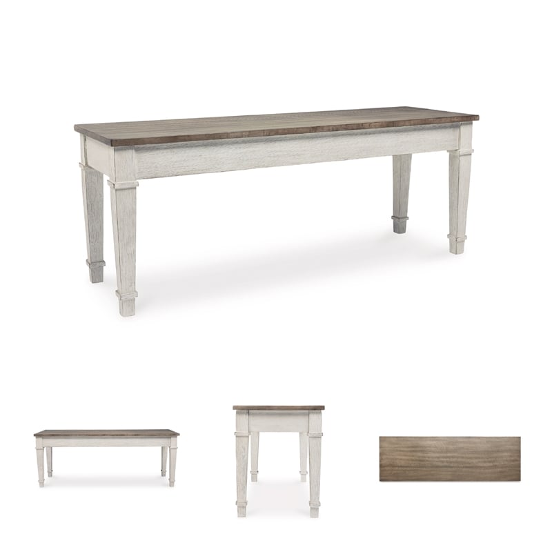Signature Design by Ashley Skempton Wood Storage Bench in White & Light Brown