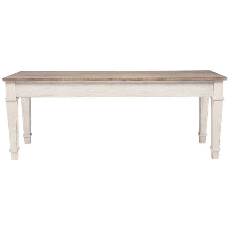 Signature Design by Ashley Skempton Wood Storage Bench in White & Light Brown