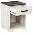 Ashley Furniture Shawburn 1-Drawer Wood Nightstand in White & Charcoal