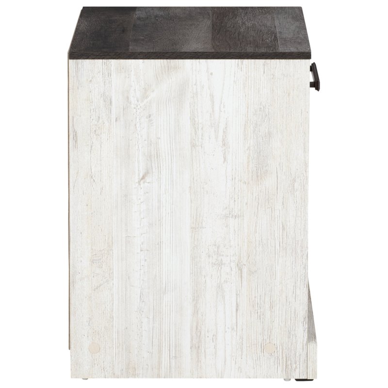 Ashley Furniture Shawburn 1-Drawer Wood Nightstand in White & Charcoal