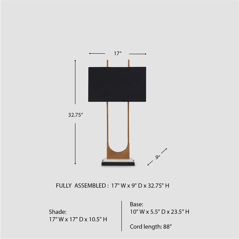 Signature Design by Ashley Malana Metal Table Lamp with Fabric Shade in Brass