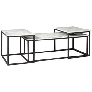 Signature Design by Ashley Donnesta Wood Occasional Table Set in Gray and Black