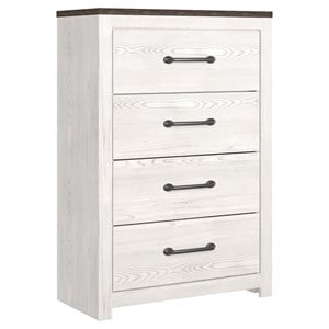 Ashley Furniture Gerridan Four Drawer Engineered Wood Chest in Gray and White
