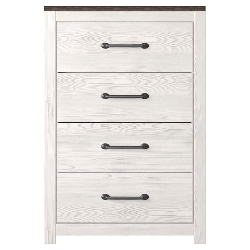 Ashley Furniture Gerridan Four Drawer Engineered Wood Chest in Gray and White