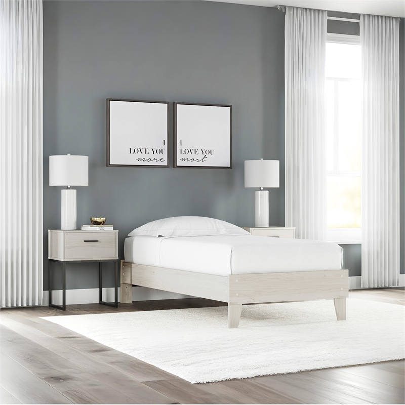 Signature Design by Ashley Socalle Engineered Wood Twin Platform Bed in Natural