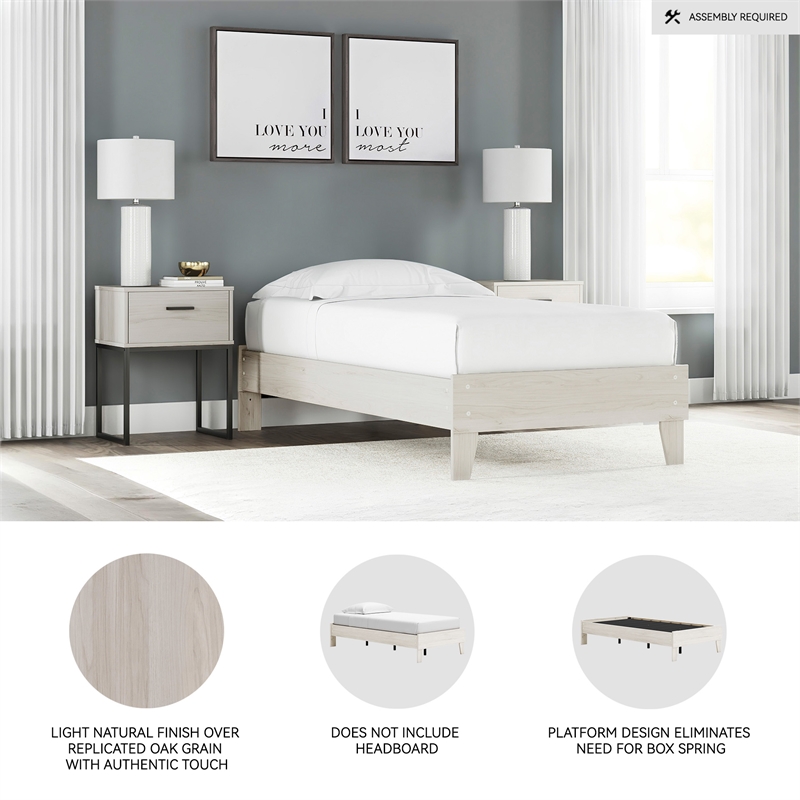 Signature Design by Ashley Socalle Engineered Wood Twin Platform Bed in Natural