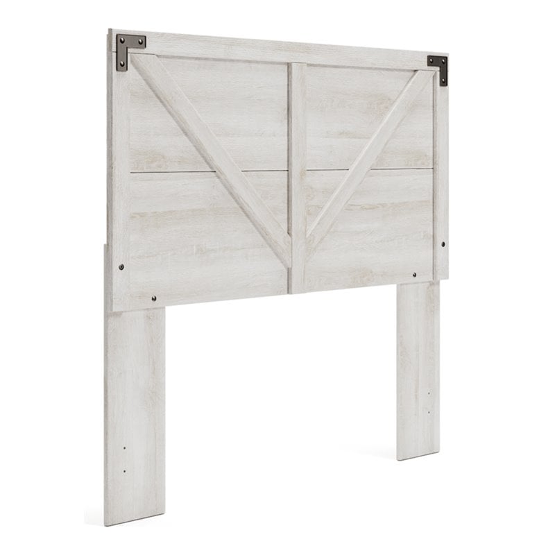Ashley Furniture Shawburn Wood Full Crossbuck Panel Headboard in Whitewash