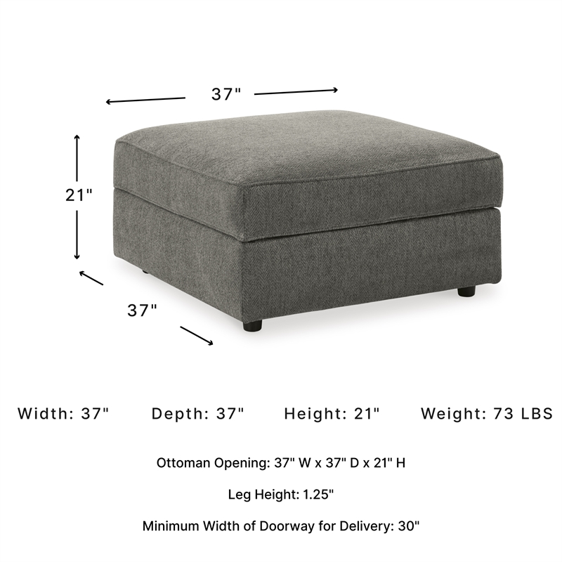 Ashley Furniture O'Phannon Fabric Ottoman with Storage in Gray & Black
