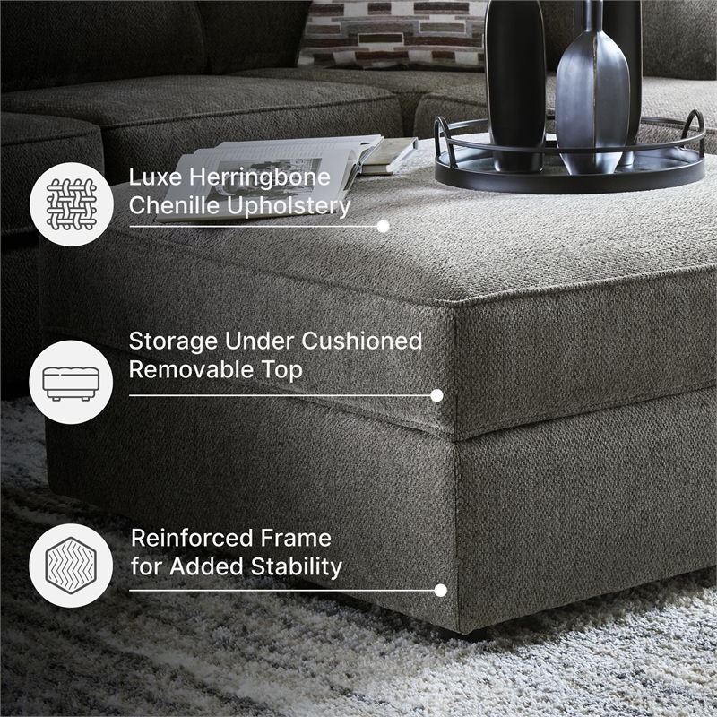 Ashley Furniture O'Phannon Fabric Ottoman with Storage in Gray & Black