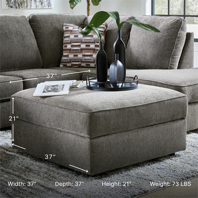 Ashley Furniture O'Phannon Fabric Ottoman with Storage in Gray & Black