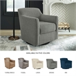 Ashley Furniture Bradney Fabric Swivel Accent Chair in Charcoal & Black