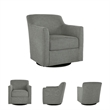 Ashley Furniture Bradney Fabric Swivel Accent Chair in Charcoal & Black
