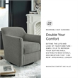 Ashley Furniture Bradney Fabric Swivel Accent Chair in Charcoal & Black
