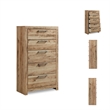 Ashley Furniture Hyanna 5-Drawer Wood Chest in Tan/Golden Rustic