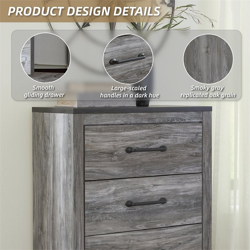 Ashley Furniture Bronyan 4-Drawer Wood Chest in Rustic Charcoal