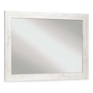 Ashley Furniture Paxberry 31&quot x 42&quot Wood Bedroom Mirror in White/Weatherworn