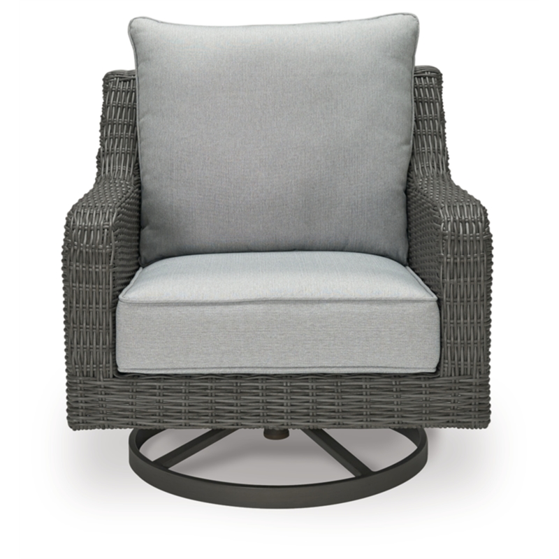 Ashley Furniture Elite Park Resin Outdoor Swivel Lounge with Cushion in Gray