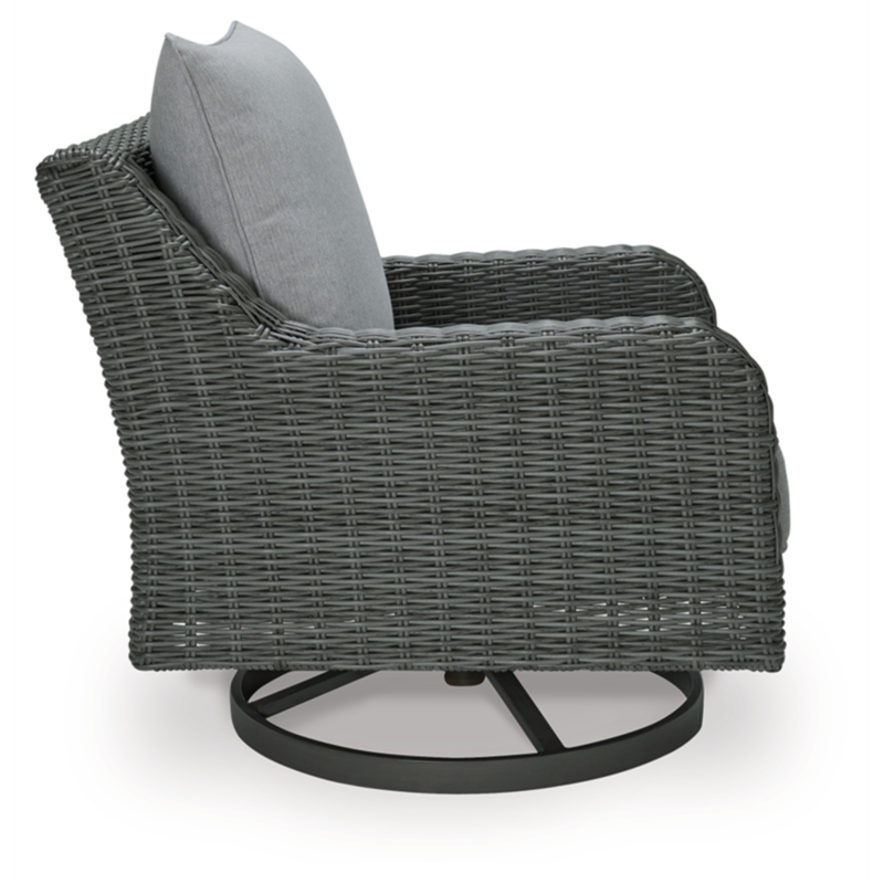 Ashley Furniture Elite Park Resin Outdoor Swivel Lounge with Cushion in Gray