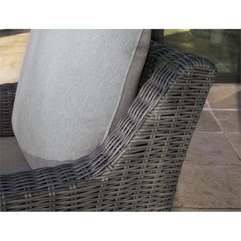 Ashley Furniture Elite Park Resin Outdoor Swivel Lounge with Cushion in Gray