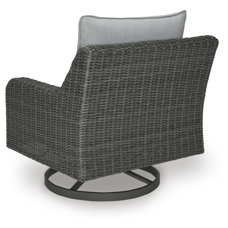 Ashley Furniture Elite Park Resin Outdoor Swivel Lounge with Cushion in Gray