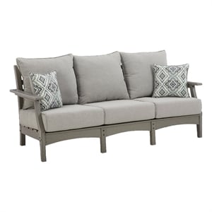 Signature Design by Ashley Visola Outdoor Fabric Sofa with Cushion in Gray