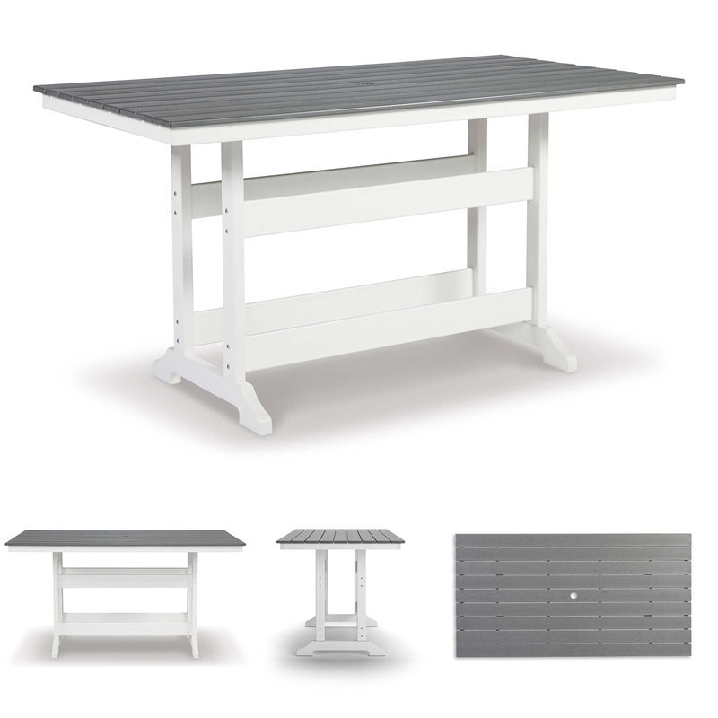 Ashley Furniture Transville Outdoor Plastic Dining Table in Gray and White